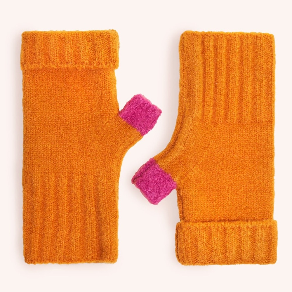 Powder UK Cassia cosy wrist warmers/fingerless gloves in “Tangerine” - NWT